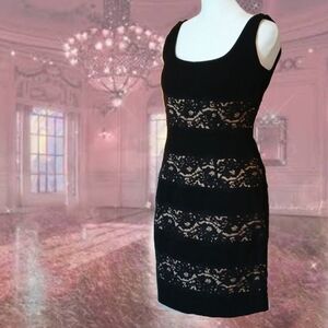 Carmen Marc Volvo Black & Lace Sleeveless Cocktail Sheath Dress Size 2